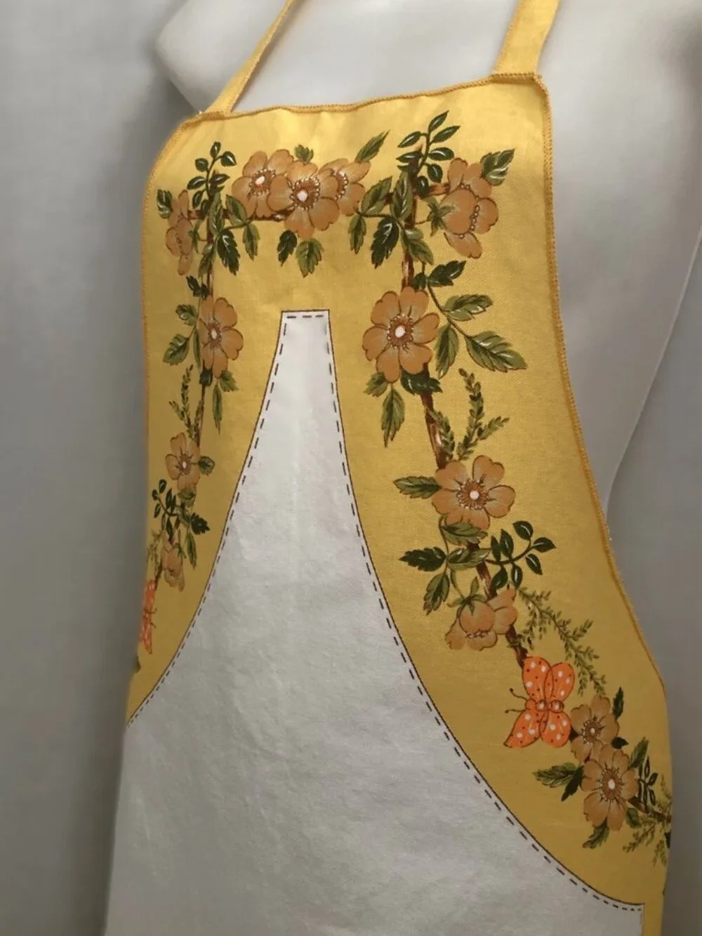 Vintage 70s Bib Apron Anne Liese Sweet Bonnet Wearing Girl with Kitten